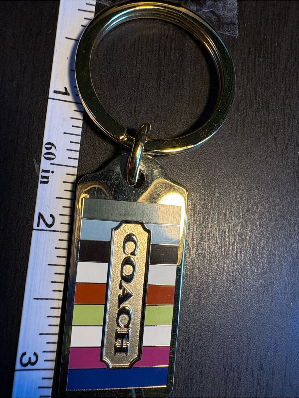Coach Gold-Tone Legacy Logo Tag Keychain